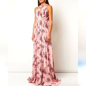 Marchesa Notte Bridesmaid Blush Pink Floral Halter Gown Size 8